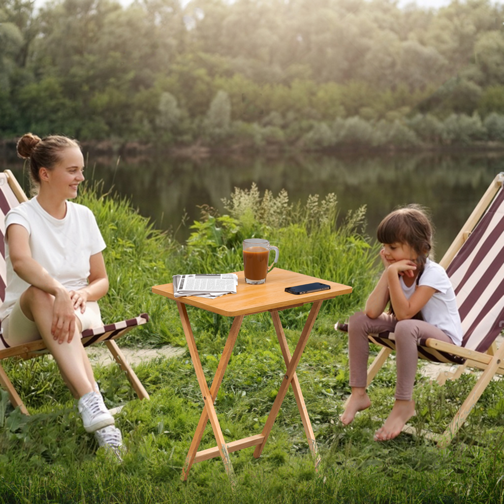 Natural Tropical Hevea Wood Folding Snack Table