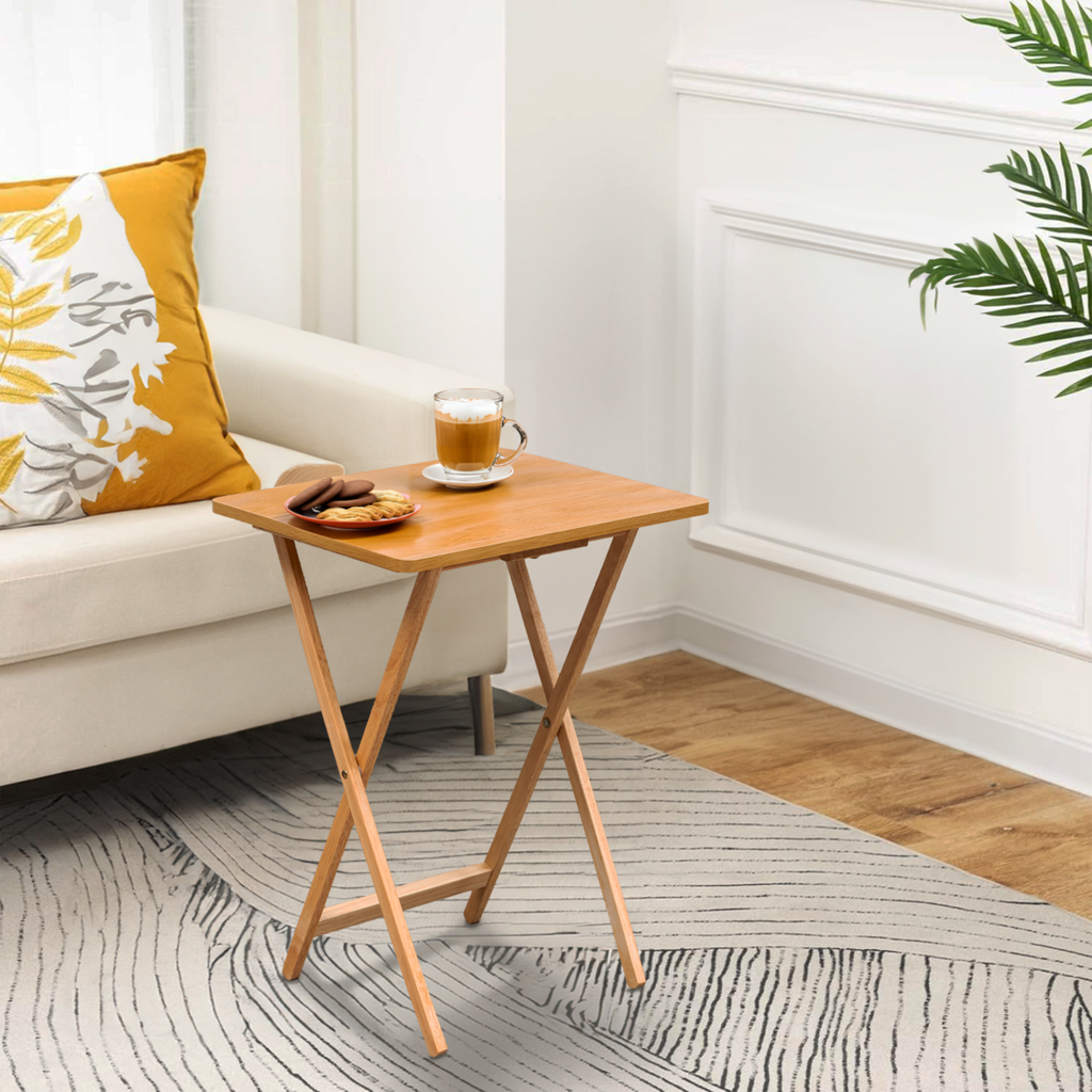 Natural Tropical Hevea Wood Folding Snack Table