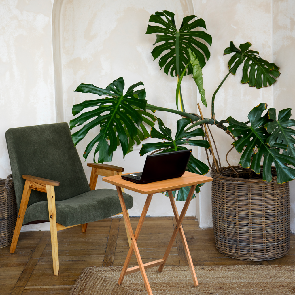 Natural Tropical Hevea Wood Folding Snack Table