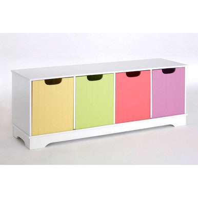 Kids White and Multi Coloured 4 Drawer Storage Unit