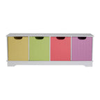 Kids White and Multi Coloured 4 Drawer Storage Unit
