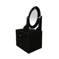 Black Glass Vanity Mirror with Drawers