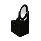 Black Glass Vanity Mirror with Drawers