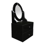 Black Glass Vanity Mirror with Drawers