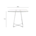 Clear Glass Square Dining Table with Silver Finish Legs