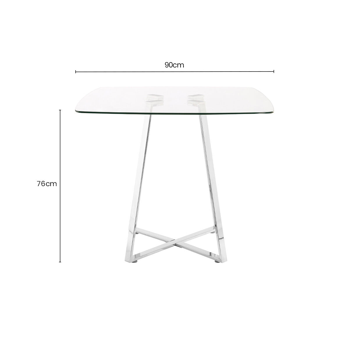 Clear Glass Square Dining Table with Silver Finish Legs