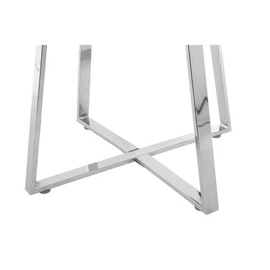 Clear Glass Square Dining Table with Silver Finish Legs