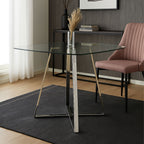 Clear Glass Square Dining Table with Silver Finish Legs