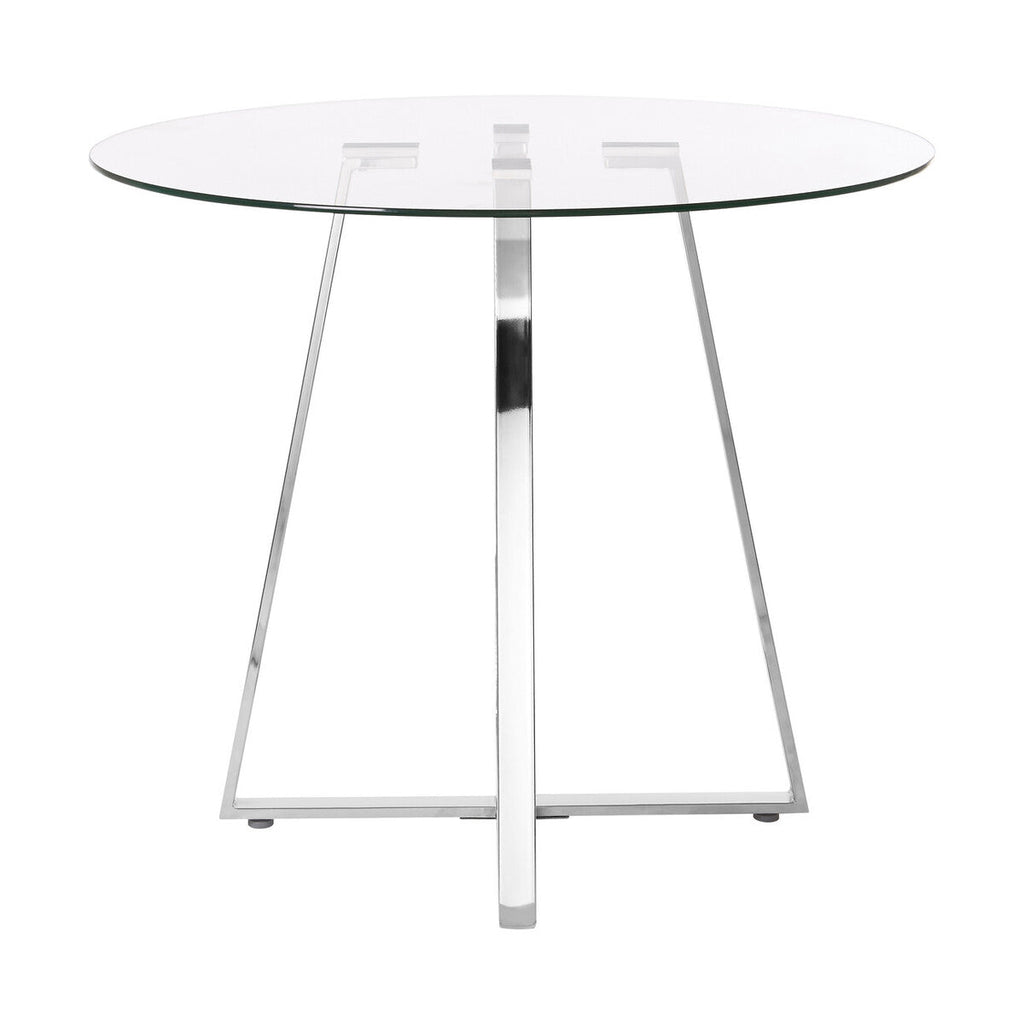 Clear Glass Round Dining Table with Silver Finish Legs