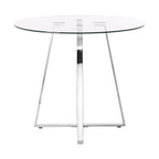 Clear Glass Round Dining Table with Silver Finish Legs