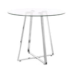 Clear Glass Round Dining Table with Silver Finish Legs