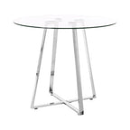 Clear Glass Round Dining Table with Silver Finish Base