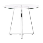 Clear Glass Round Dining Table with Silver Finish Base