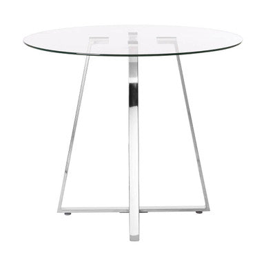 Clear Glass Round Dining Table with Silver Finish Base