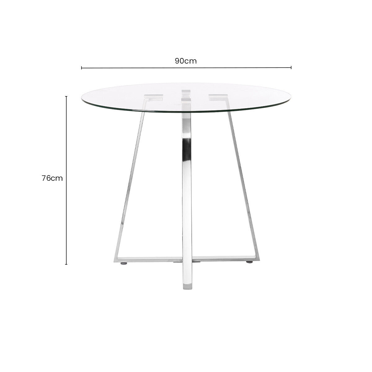 Clear Glass Round Dining Table with Silver Finish Legs