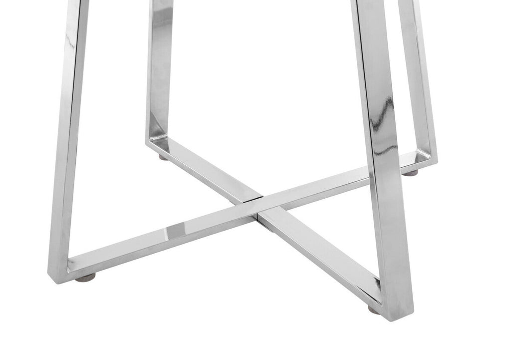 Clear Glass Round Dining Table with Silver Finish Legs