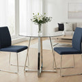 Clear Glass Round Dining Table with Silver Finish Legs