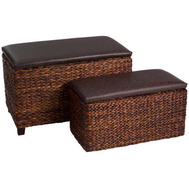 Leaf Woven Storage Ottoman - Set of 2