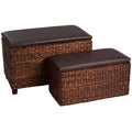 Leaf Woven Storage Ottoman - Set of 2
