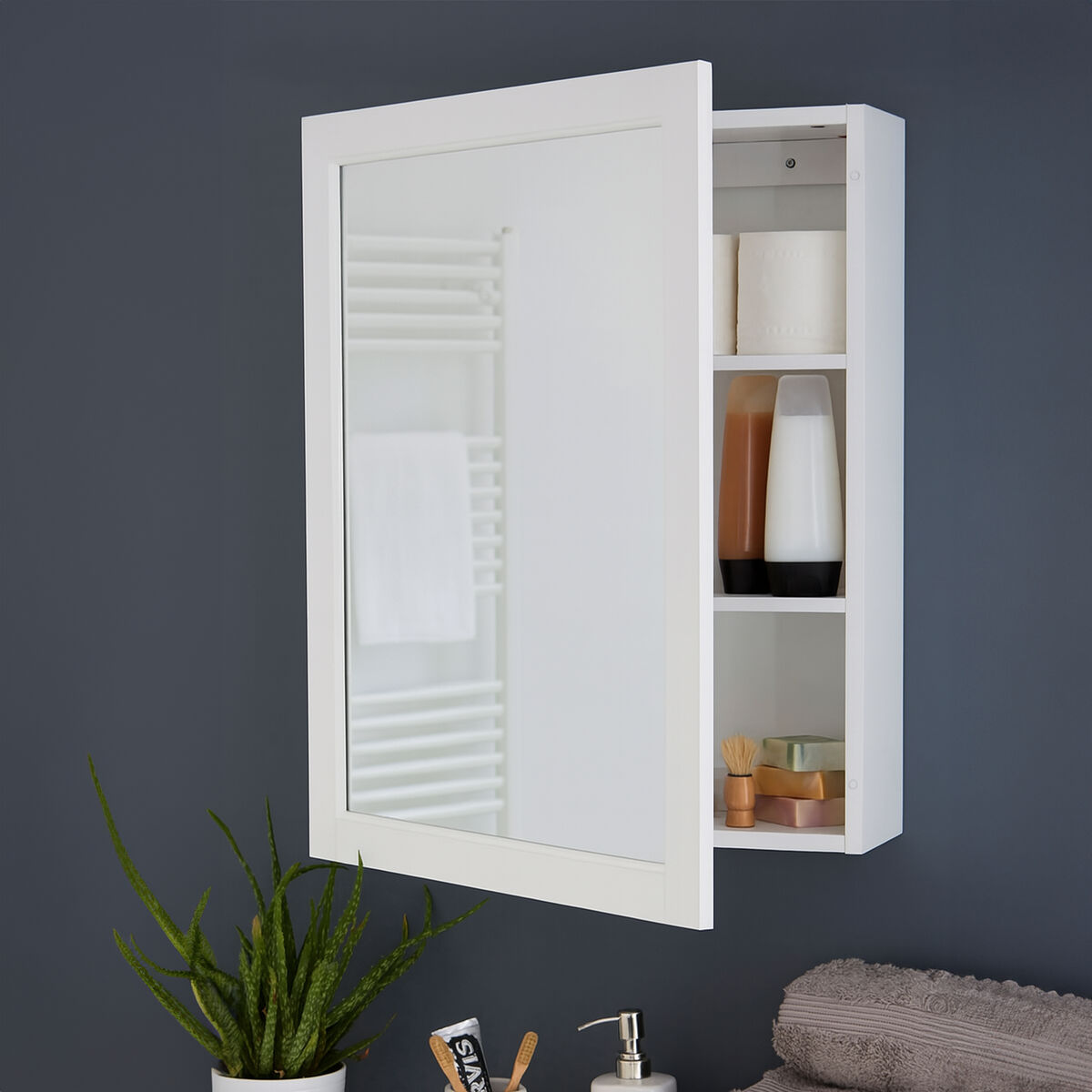 Mirrored Wall Cabinet With 2 Inner Shelves