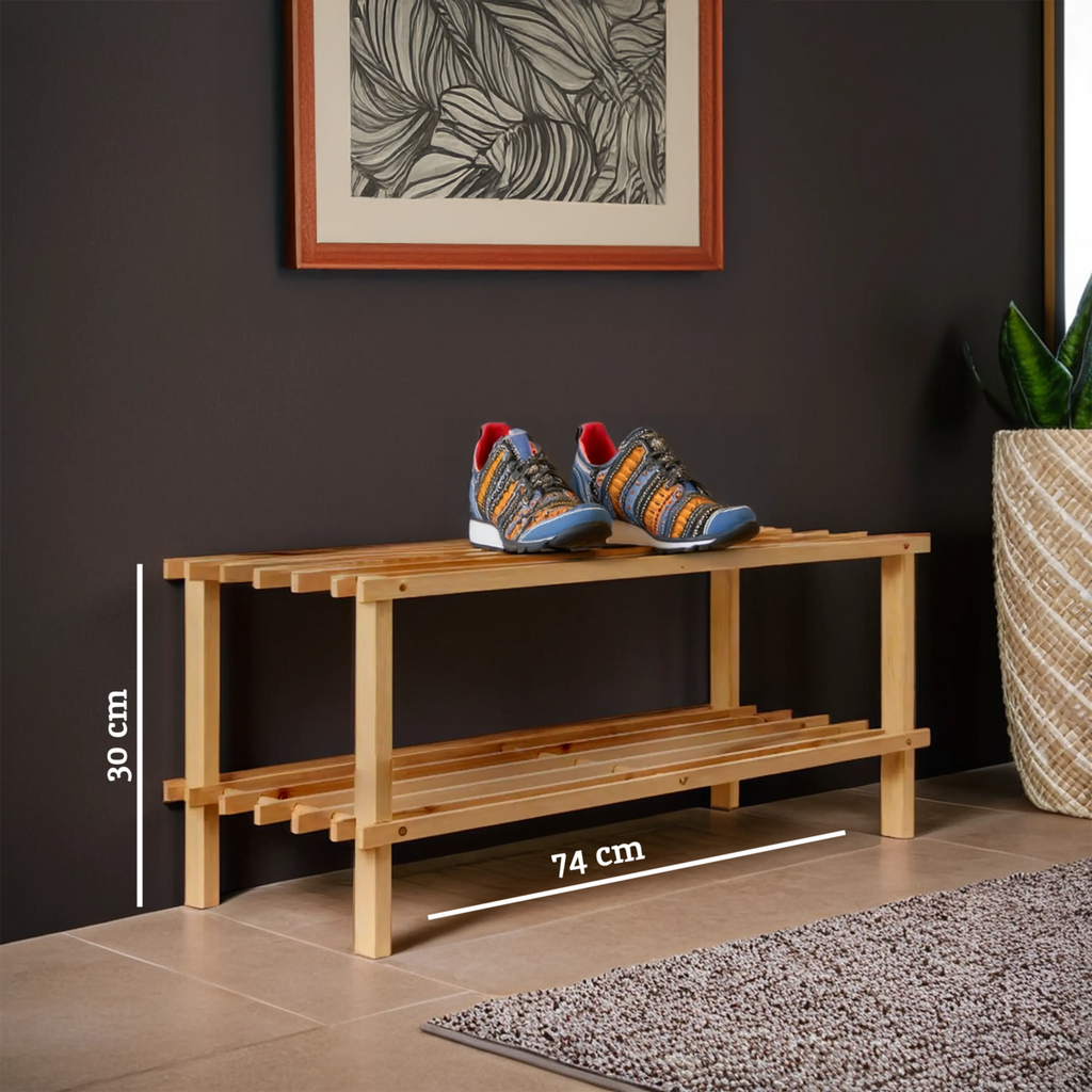 Natural Cedar Wood 2 Tier Shoe Rack