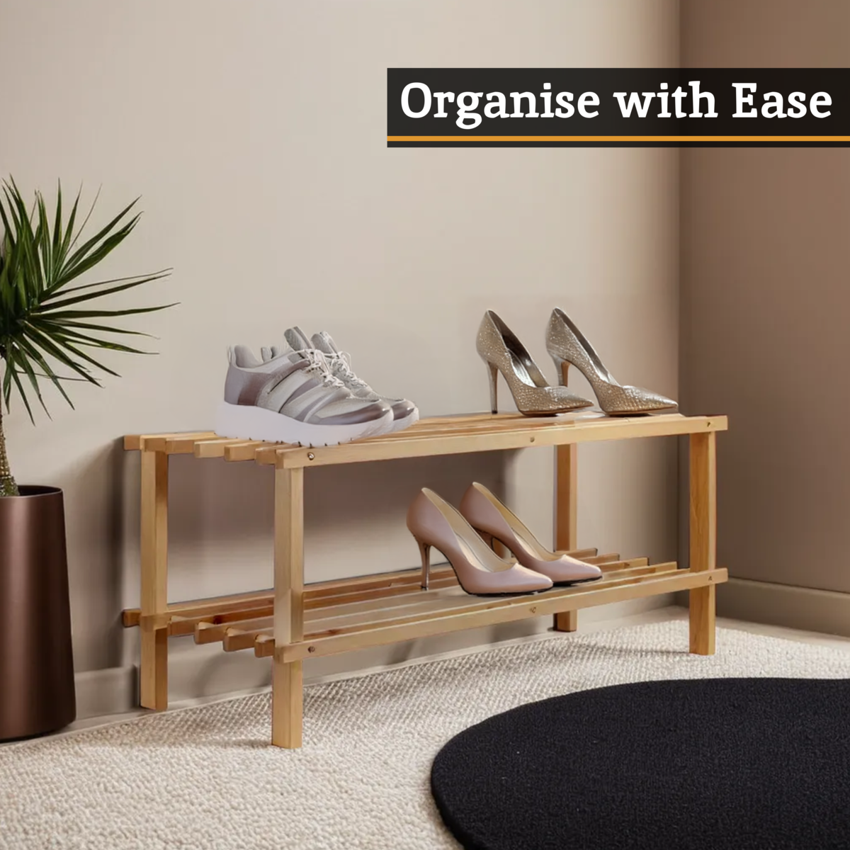 Natural Cedar Wood 2 Tier Shoe Rack
