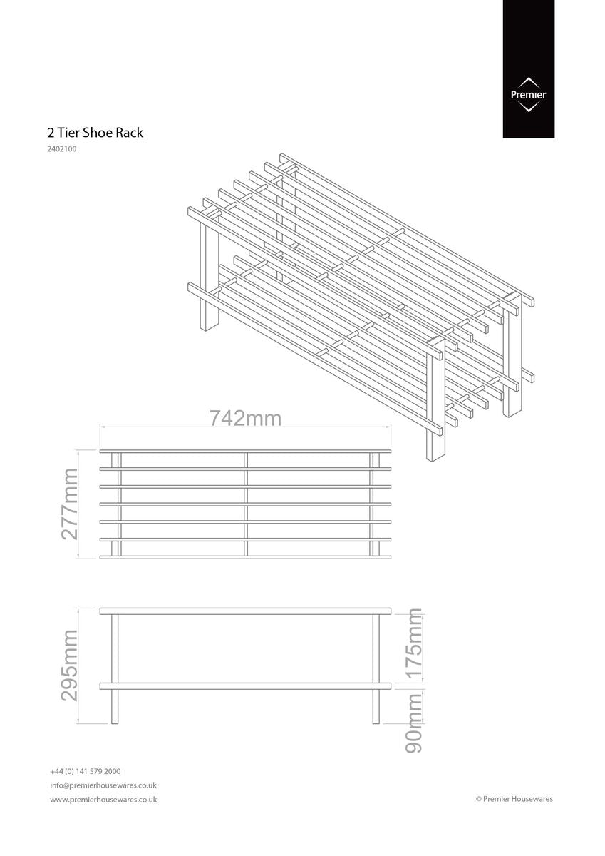 Dark Cedar Wood 2 Tier Shoe Rack