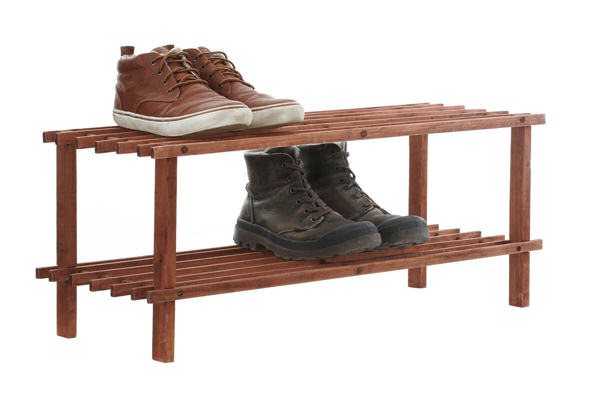 Dark Cedar Wood 2 Tier Shoe Rack
