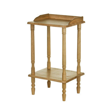 Natural Tropical Hevea Wood Side Table with Lower Shelf