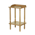 Natural Tropical Hevea Wood Side Table with Lower Shelf