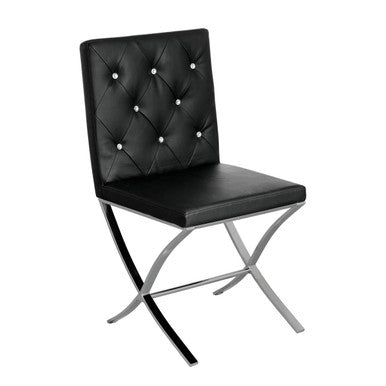 Black Leather Effect Chair with Stainless Steel Cross Legs