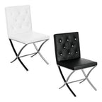 Black Leather Effect Chair with Stainless Steel Cross Legs