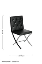Black Leather Effect Chair with Stainless Steel Cross Legs