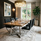 Black Leather Effect Chair with Stainless Steel Cross Legs