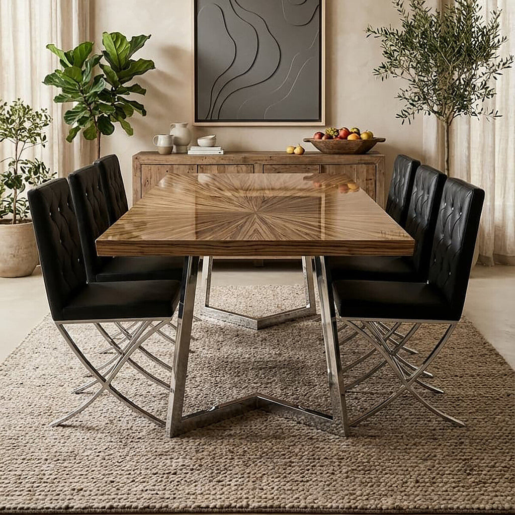 Black Leather Effect Chair with Stainless Steel Cross Legs