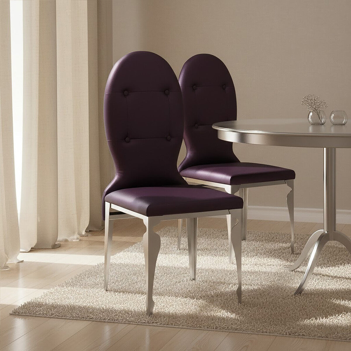 Purple Chair with Stainless Steel Legs