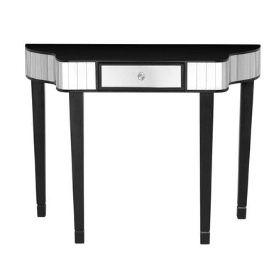 Black and Mirrored 1 Drawer Console Table