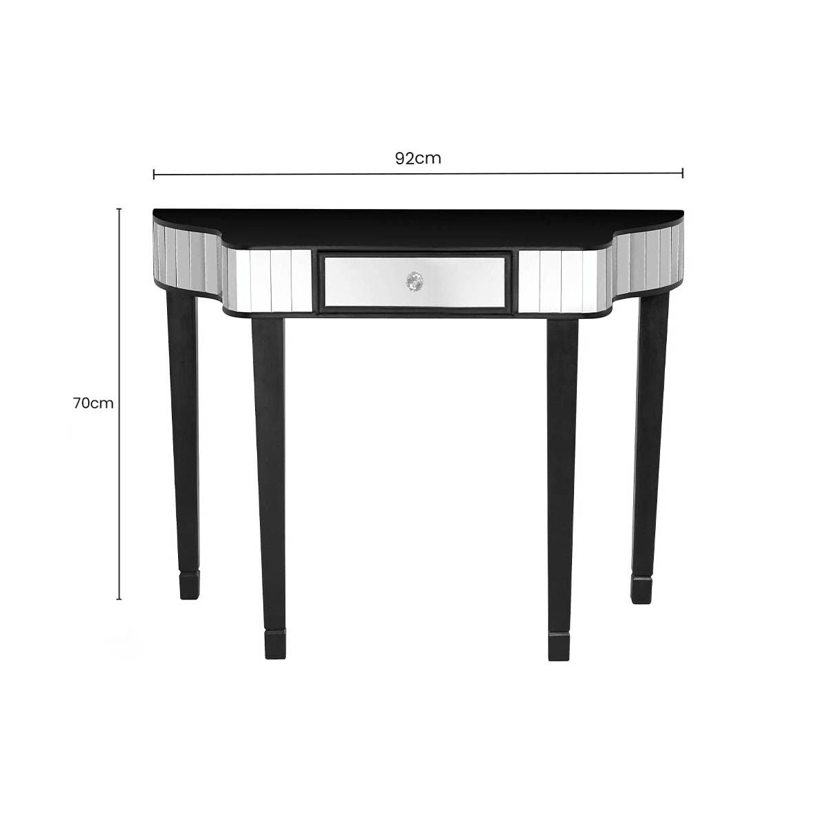 Black and Mirrored 1 Drawer Console Table