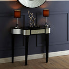 Black and Mirrored 1 Drawer Console Table