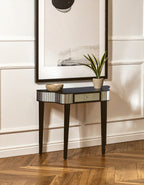 Black and Mirrored 1 Drawer Console Table