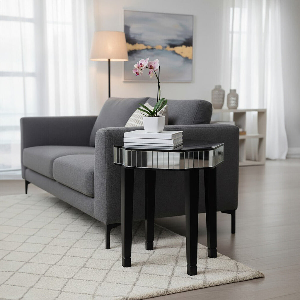 Black and Mirrored Side Table