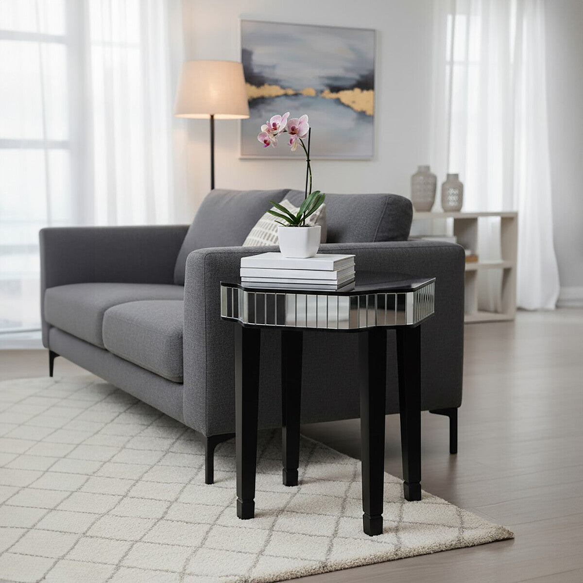 Black and Mirrored Side Table