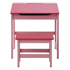 Pink Kids Desk and Stool Set with Storage