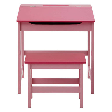 Pink Kids Desk and Stool Set with Storage