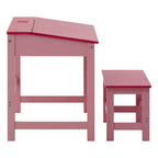 Pink Kids Desk and Stool Set with Storage