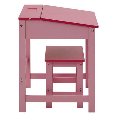 Pink Kids Desk and Stool Set with Storage