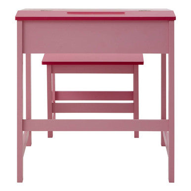 Pink Kids Desk and Stool Set with Storage