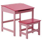 Pink Kids Desk and Stool Set with Storage