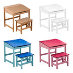 Pink Kids Desk and Stool Set with Storage