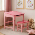 Pink Kids Desk and Stool Set with Storage